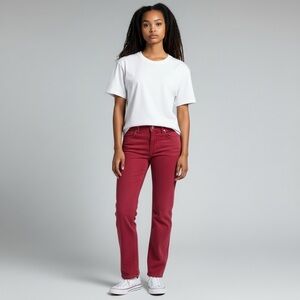 Lauren Ralph Lauren Women’s Modern Straight Jeans Size‎ 10 Red Stretch Denim